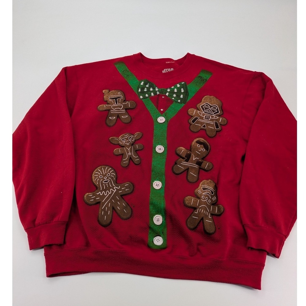 Star Wars Ugly Sweater Sweatshirt Size XL Gingerbread‎ Vader Yoda Chewbacca